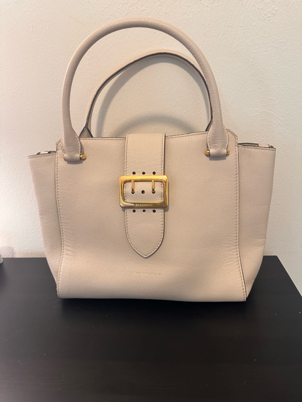 Burberry Cream Leather Buckle Satchel Nova Check Strap - Picture 3 of 7
